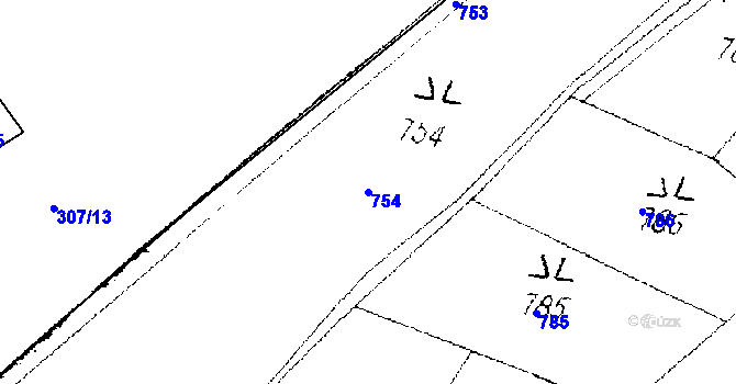 Parcela st. 754 v KÚ Třebenice, Katastrální mapa