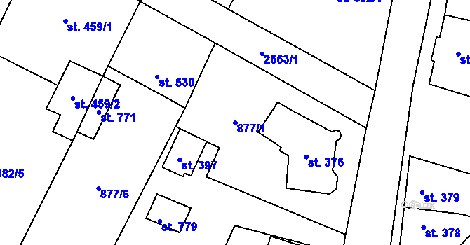 Parcela st. 877/1 v KÚ Třebenice, Katastrální mapa