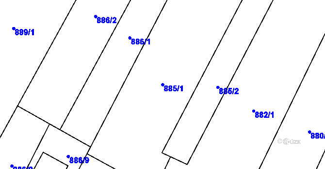 Parcela st. 885/1 v KÚ Třebenice, Katastrální mapa