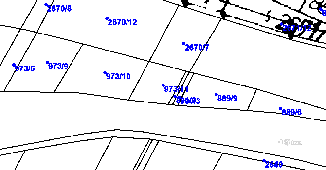 Parcela st. 973/11 v KÚ Třebenice, Katastrální mapa