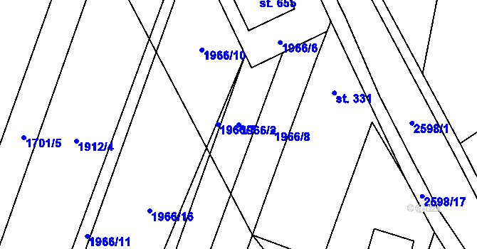 Parcela st. 1966/2 v KÚ Třebenice, Katastrální mapa