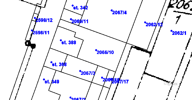 Parcela st. 2066/10 v KÚ Třebenice, Katastrální mapa