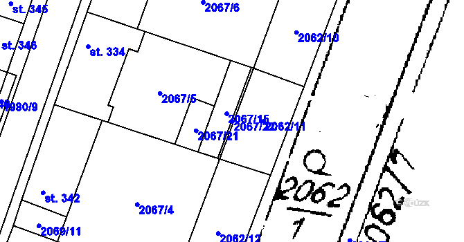 Parcela st. 2067/22 v KÚ Třebenice, Katastrální mapa