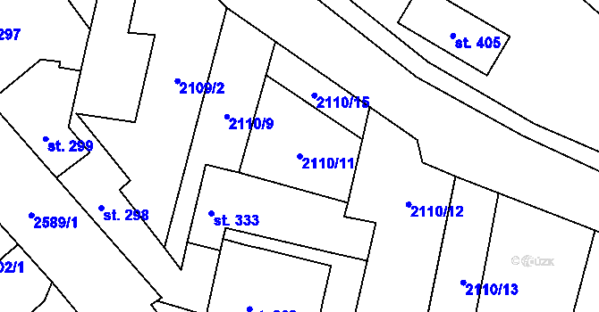 Parcela st. 2110/11 v KÚ Třebenice, Katastrální mapa