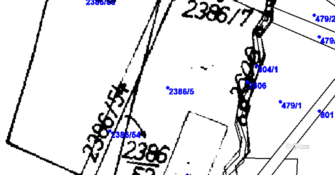 Parcela st. 2386/5 v KÚ Třebenice, Katastrální mapa