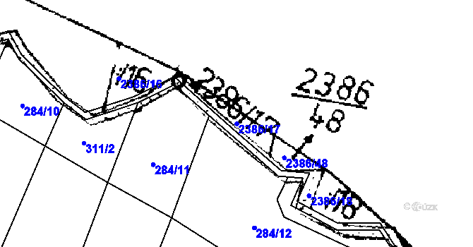Parcela st. 2386/17 v KÚ Třebenice, Katastrální mapa