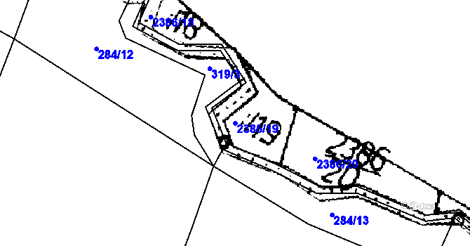 Parcela st. 2386/19 v KÚ Třebenice, Katastrální mapa