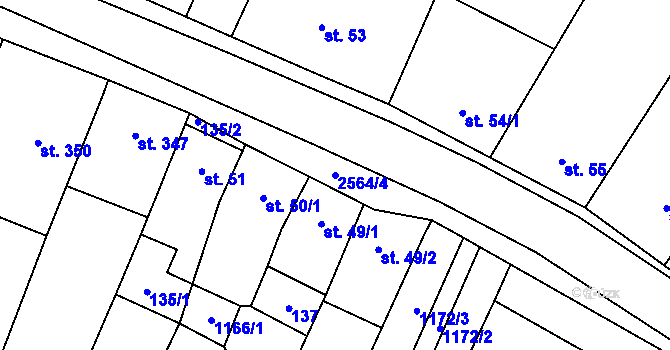 Parcela st. 2564/4 v KÚ Třebenice, Katastrální mapa
