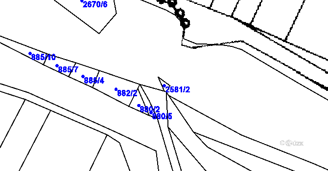 Parcela st. 2581/2 v KÚ Třebenice, Katastrální mapa