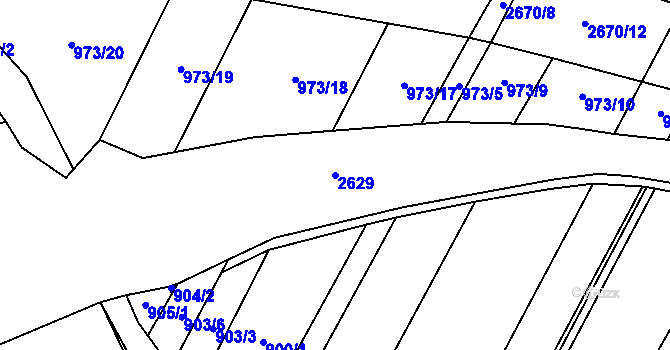Parcela st. 2629 v KÚ Třebenice, Katastrální mapa