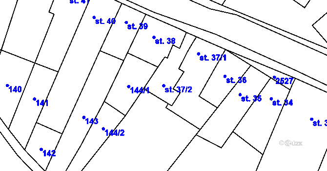 Parcela st. 37/2 v KÚ Třebenice, Katastrální mapa