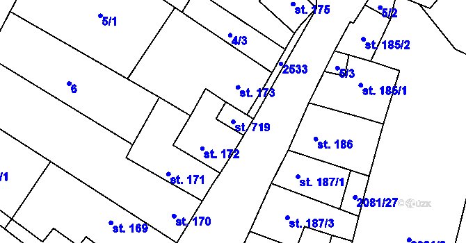 Parcela st. 719 v KÚ Třebenice, Katastrální mapa