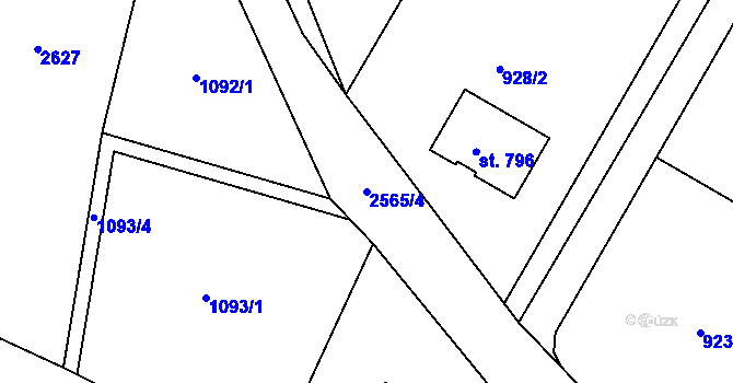Parcela st. 2565/4 v KÚ Třebenice, Katastrální mapa