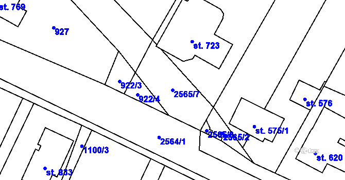 Parcela st. 2565/7 v KÚ Třebenice, Katastrální mapa