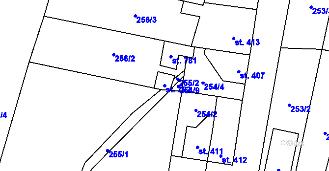 Parcela st. 782 v KÚ Třebenice, Katastrální mapa