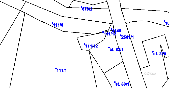 Parcela st. 111/12 v KÚ Třebenice, Katastrální mapa