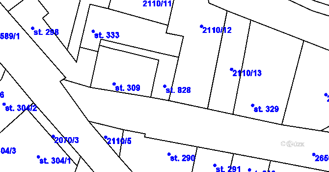 Parcela st. 828 v KÚ Třebenice, Katastrální mapa