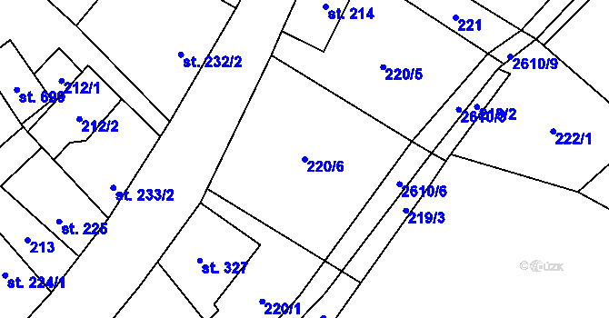 Parcela st. 220/6 v KÚ Třebenice, Katastrální mapa