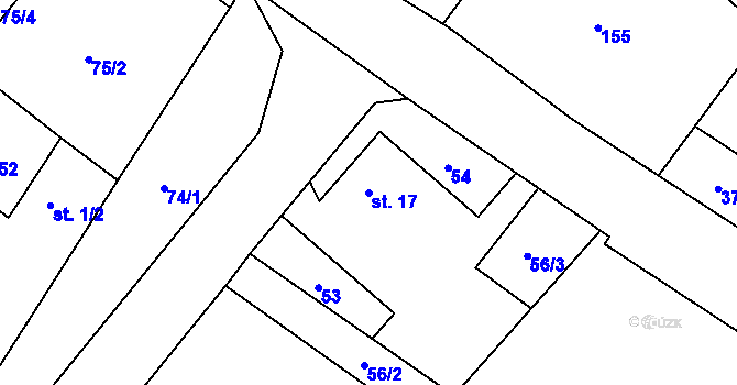 Parcela st. 17 v KÚ Chroustov u Třebenic, Katastrální mapa