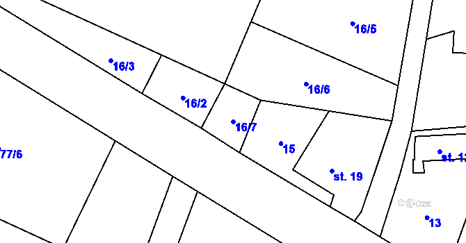 Parcela st. 16/7 v KÚ Chroustov u Třebenic, Katastrální mapa