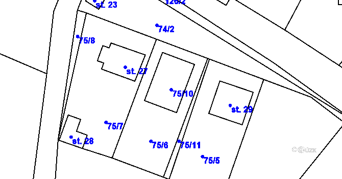 Parcela st. 75/10 v KÚ Chroustov u Třebenic, Katastrální mapa