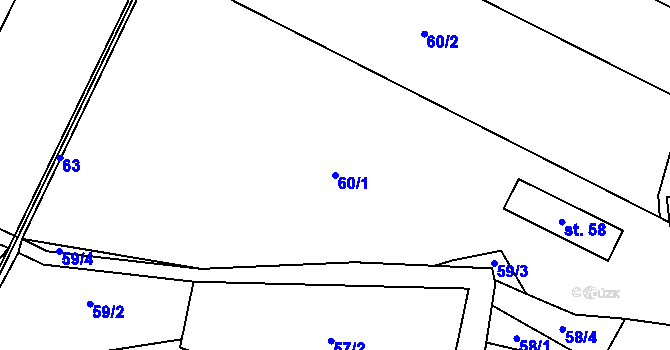 Parcela st. 60/1 v KÚ Plešice, Katastrální mapa