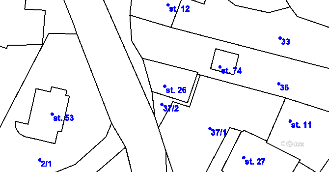Parcela st. 26 v KÚ Plešice, Katastrální mapa