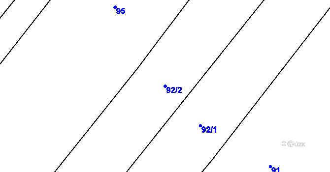 Parcela st. 92/2 v KÚ Plešice, Katastrální mapa