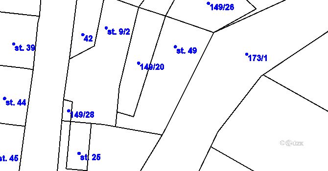 Parcela st. 149/23 v KÚ Plešice, Katastrální mapa