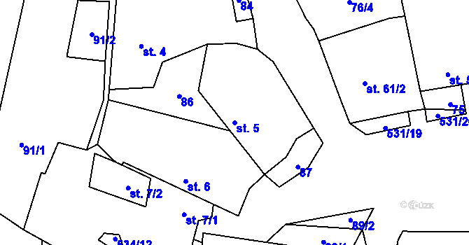 Parcela st. 5 v KÚ Třebenice na Moravě, Katastrální mapa