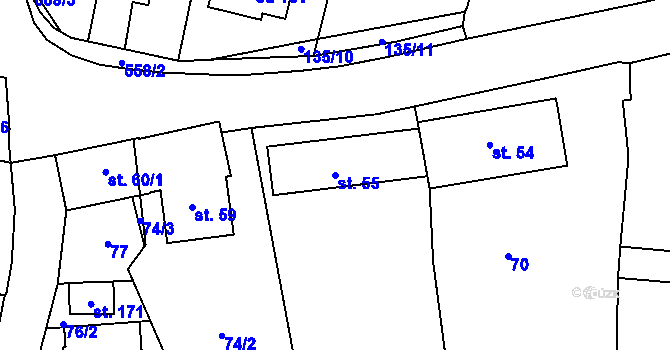 Parcela st. 55 v KÚ Třebenice na Moravě, Katastrální mapa