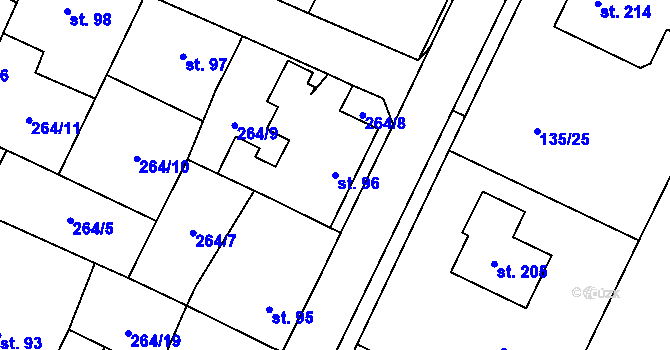 Parcela st. 96 v KÚ Třebenice na Moravě, Katastrální mapa