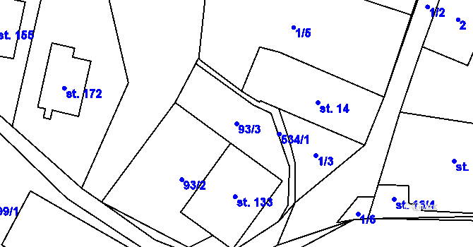 Parcela st. 93/3 v KÚ Třebenice na Moravě, Katastrální mapa