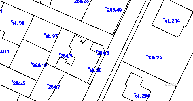 Parcela st. 264/8 v KÚ Třebenice na Moravě, Katastrální mapa