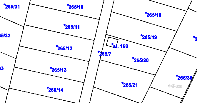Parcela st. 265/7 v KÚ Třebenice na Moravě, Katastrální mapa