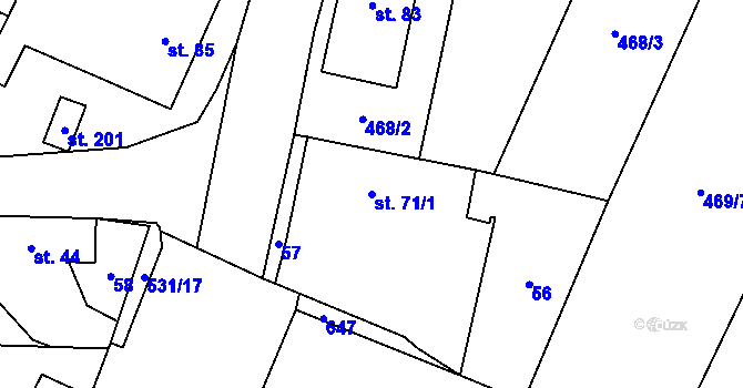 Parcela st. 71/1 v KÚ Třebenice na Moravě, Katastrální mapa