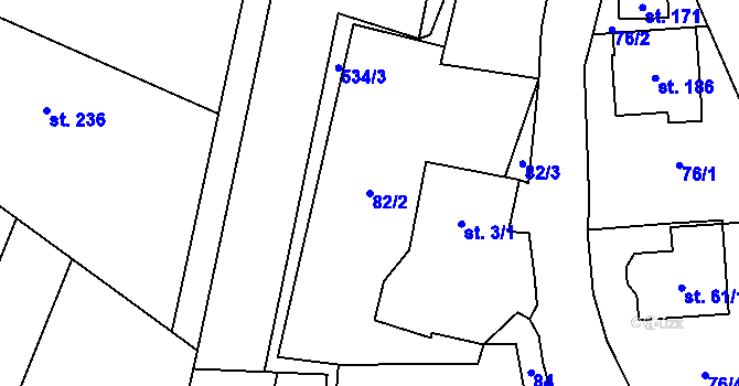 Parcela st. 82/2 v KÚ Třebenice na Moravě, Katastrální mapa