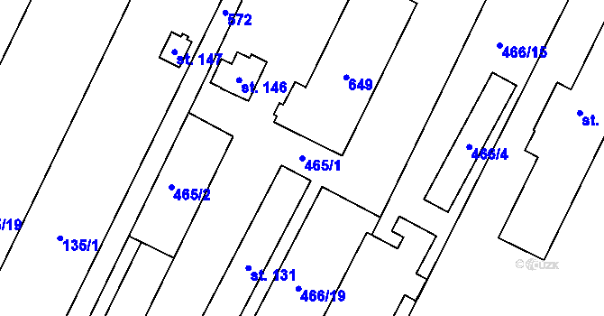 Parcela st. 465/1 v KÚ Třebenice na Moravě, Katastrální mapa