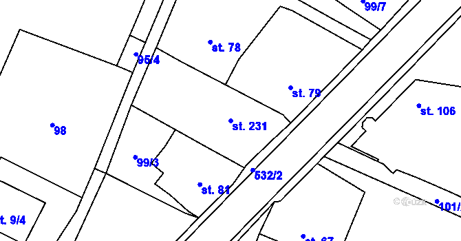 Parcela st. 231 v KÚ Třebenice na Moravě, Katastrální mapa