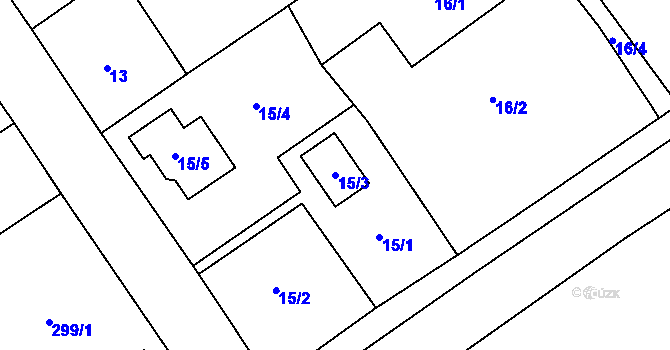 Parcela st. 15/3 v KÚ Třebestovice, Katastrální mapa