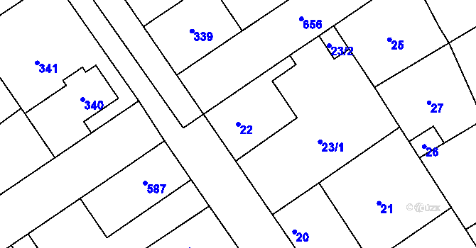 Parcela st. 22 v KÚ Třebestovice, Katastrální mapa