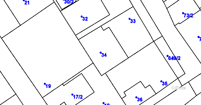 Parcela st. 34 v KÚ Třebestovice, Katastrální mapa