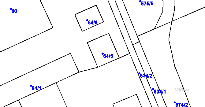 Parcela st. 64/5 v KÚ Třebestovice, Katastrální mapa