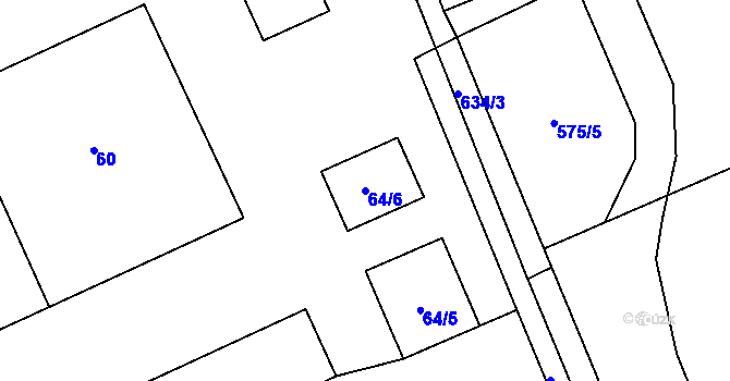 Parcela st. 64/6 v KÚ Třebestovice, Katastrální mapa