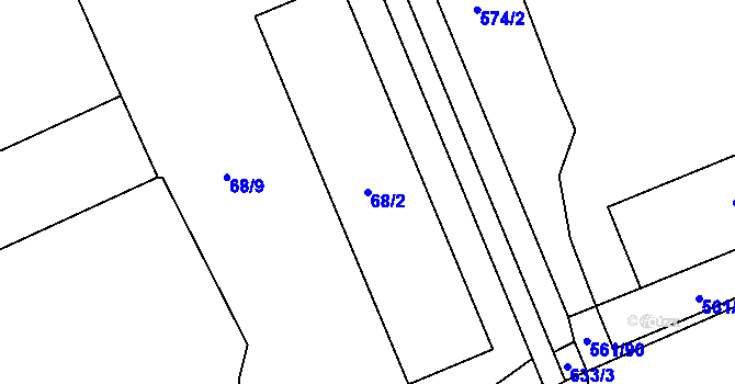 Parcela st. 68/2 v KÚ Třebestovice, Katastrální mapa