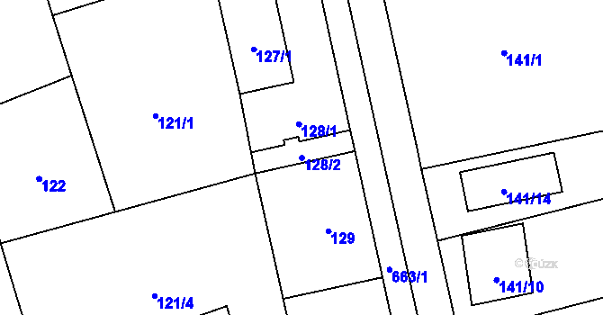 Parcela st. 128/2 v KÚ Třebestovice, Katastrální mapa