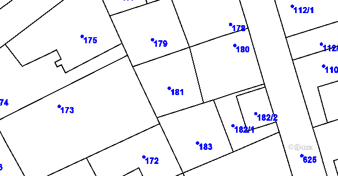 Parcela st. 181 v KÚ Třebestovice, Katastrální mapa