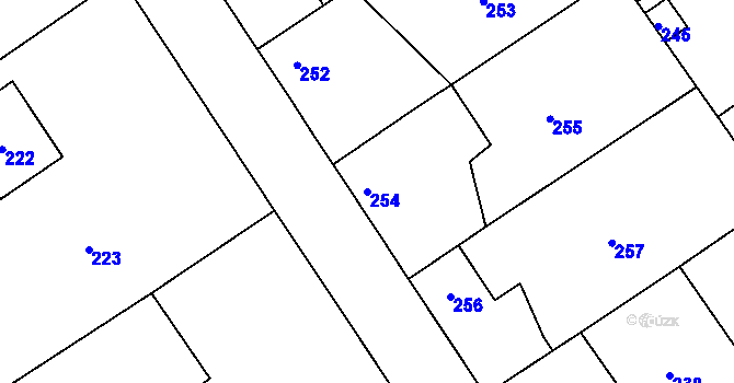 Parcela st. 254 v KÚ Třebestovice, Katastrální mapa