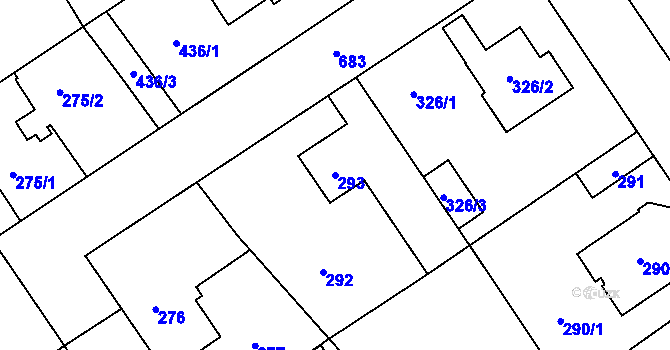 Parcela st. 293 v KÚ Třebestovice, Katastrální mapa