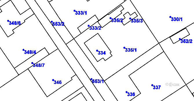 Parcela st. 334 v KÚ Třebestovice, Katastrální mapa